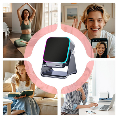 🔥¡OFERTA LIMITADA 50% DE DESCUENTO!🔥🎵 Altavoz 5 en 1 con Soporte para Teléfono – Sonido por Inducción· Carga y Luz Ambiental· ¡Todo en Uno!