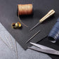 🧵 ¡Ahorra un 50%! Kit de lezna para coser cuero · Mango de cobre · 3 o 4 agujas e hilo encerado
