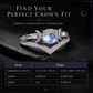 💍 Anillo Gótico Vintage de Luna Creciente con Piedra de Luna y Engaste en V Chapado en Platino