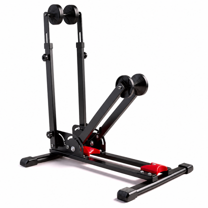 Soporte Plegable para Bicicleta | Doble Barra en U | Aparcamiento Vertical para Bici de Ruta y Montaña