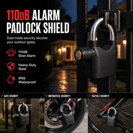 Candado de Alarma Antirrobo de Aleación de Aluminio 70mm – Cerrojo de Seguridad para Almacén· Moto y Bicicleta con Baterías