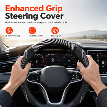 🏎️ ¡50% de descuento! Funda para volante de estilo deportivo · Superficie texturizada · Medida indicada de 15 pulgadas