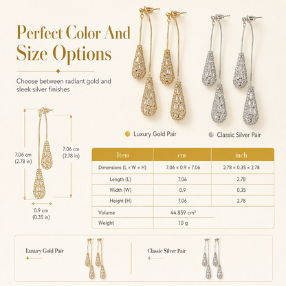✨ Pendientes convertibles con piedras brillantes en forma de gota · 1 par