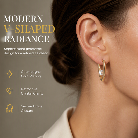 ✨ Aretes elegantes en forma de V con cristal para mujer
