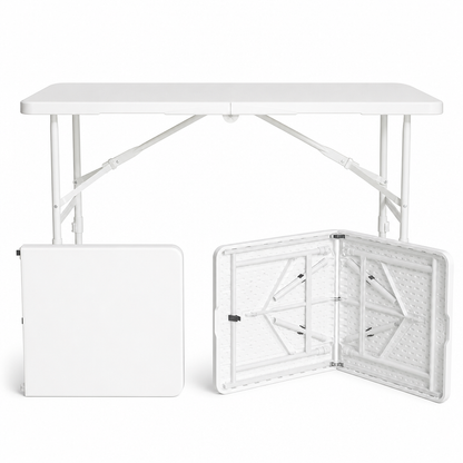 Mesa plegable para exteriores de 122 cm · Altura ajustable en 2 niveles