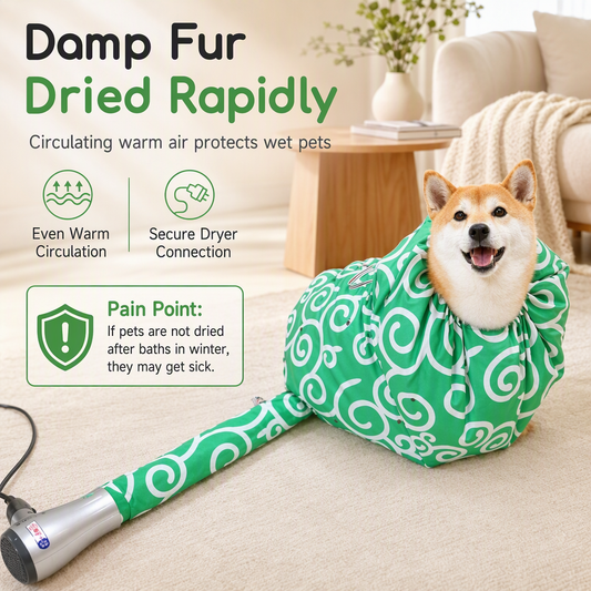 Bolsa de secado para perros y gatos · Color verde · Tallas S–2XL