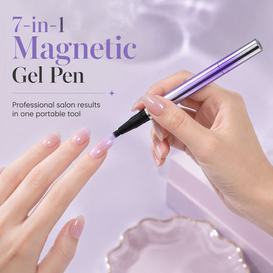 💅 Lápiz de esmalte en gel magnético 7 en 1 · Efecto ojo de gato · Dosificador giratorio