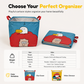 Bonito organizador plegable de maletero con diseño infantil, gran capacidad, canasta colapsible para guardar artículos varios