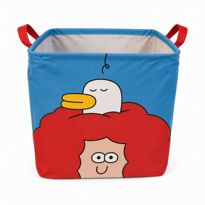 Bonito organizador plegable de maletero con diseño infantil, gran capacidad, canasta colapsible para guardar artículos varios