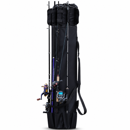 Bolsa cilíndrica plegable con cordón para cañas y equipo de pesca en embalses y con señuelos