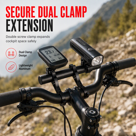 Extensor de manillar de bicicleta de aluminio · Barra de 20 cm con doble abrazadera