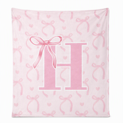 ❤️🎀 Manta de franela afelpada de doble capa con lazos y letras · Suave y cálida