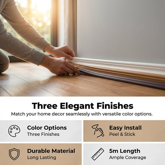 Moldura flexible decorativa para bordes de pared · 5 m × 3 cm