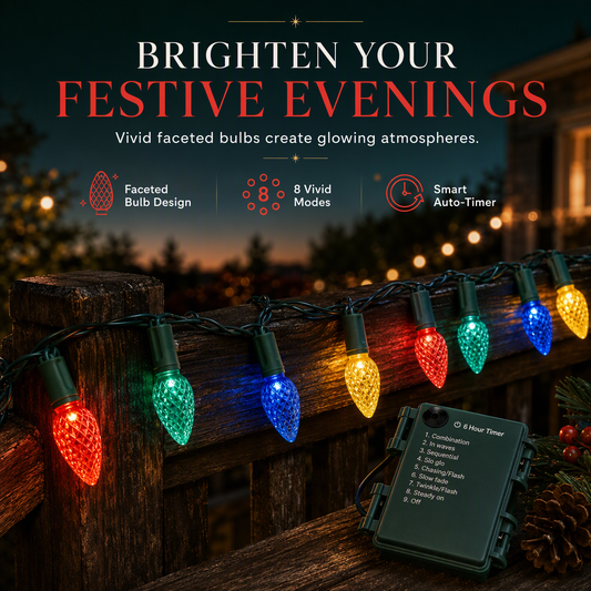 🍓 ¡50% de descuento! Guirnalda de luces LED tipo fresa C6 · 8 modos · 5 o 10 m 🎄