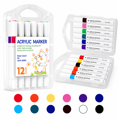 Set de rotuladores acrílicos con estuche para dibujo y manualidades · De 12 a 80 colores