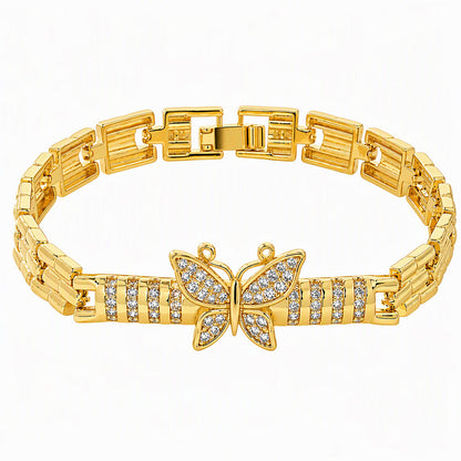 Pulsera de mariposa para mujer en tono dorado con circonitas