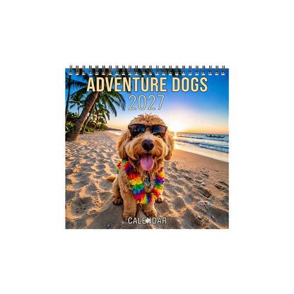 Calendario de pared 2027 de perros aventureros · 12 meses