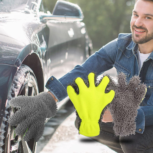 ⏰ ¡50 % DE DESCUENTO! 🔥 Guantes de lavado para coche de doble cara y cinco dedos