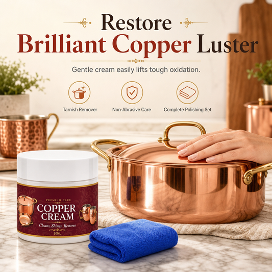 Pasta limpiadora para cobre de 50 ml con paño · Para ollas y vasos compatibles