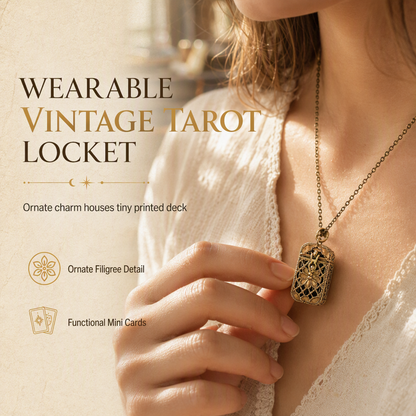 🌸 ¡50% de descuento! Collar con colgante de tarot en miniatura · Acabado dorado de estilo vintage