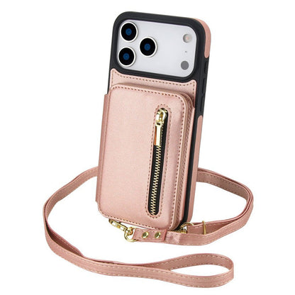 Funda cartera plegable para móvil con diseño bandolera y soporte
