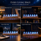 Luz decorativa de esferas de cristal con motivos astronómicos · Base de madera · USB