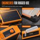 Foco LED portátil recargable por USB y energía solar con soporte orientable
