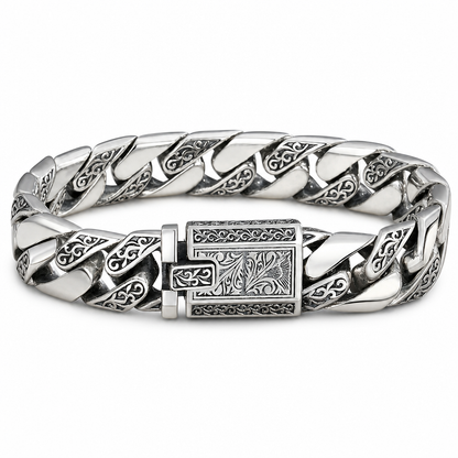 ⛓️ ¡50% de descuento! Pulsera de eslabones estilo punk con relieves de arabescos
