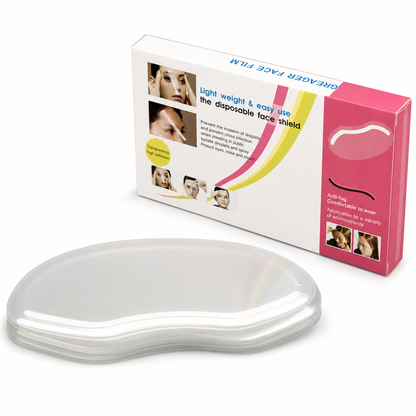 Viseras faciales transparentes desechables para peluquería · autoadhesivas · 50 uds por paquete
